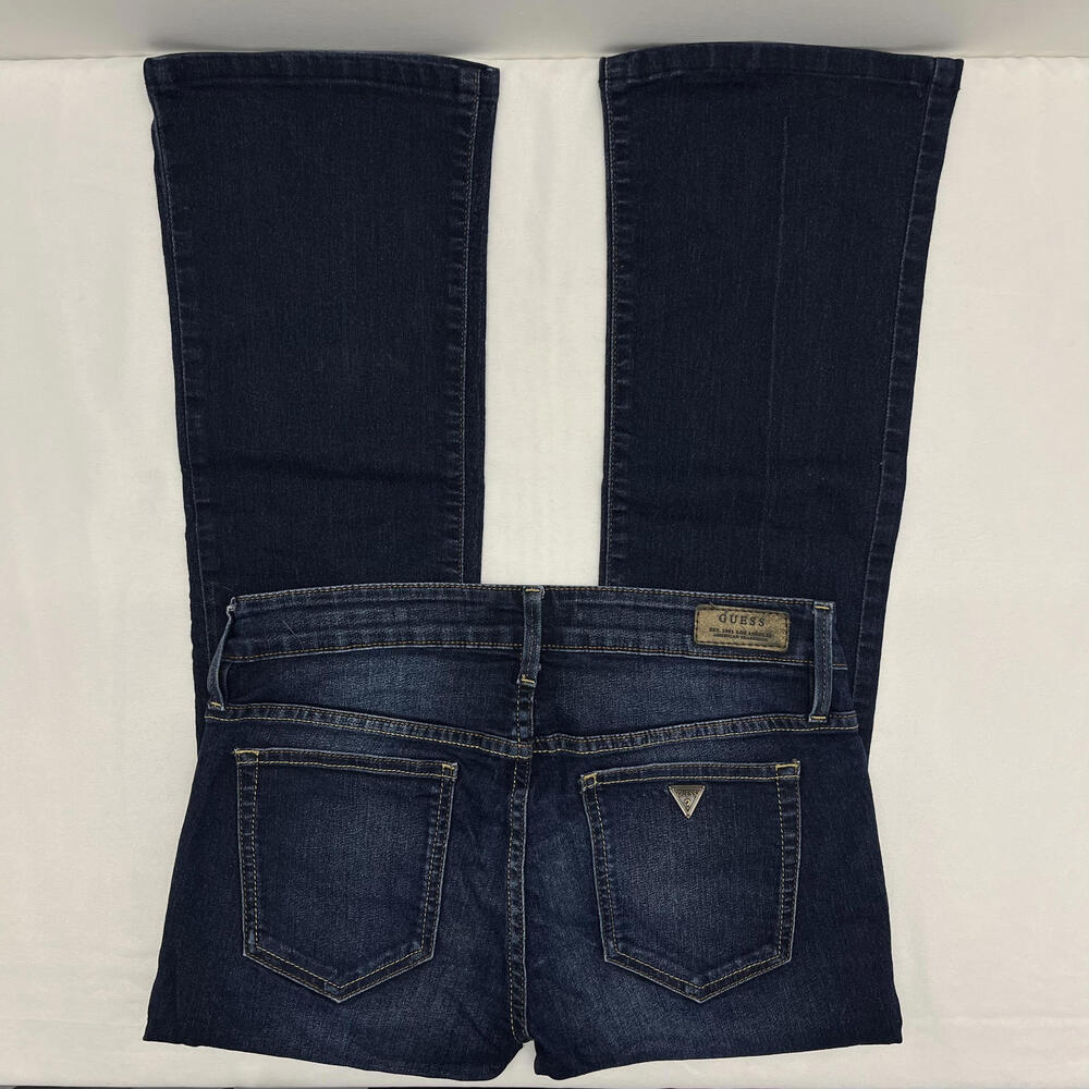 Y2K Guess Kate Boot dark blue wash bootcut low rise jeans size 28 - Picture 2 of 7